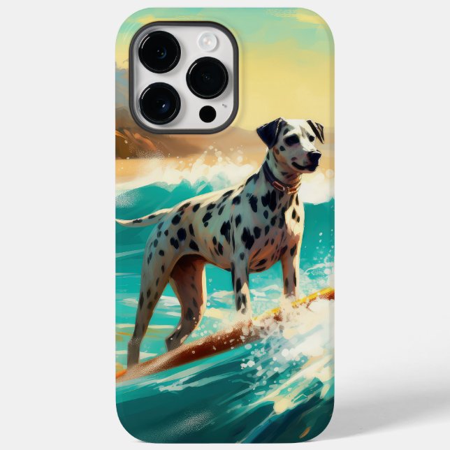 Funda De Case-Mate Para iPhone Pintado de Dalmation Beach Surfing (Reverso )