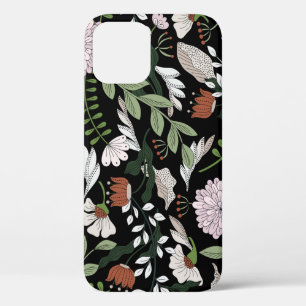 Funda Para iPhone 12 Pintado de flores antiguas de grabado