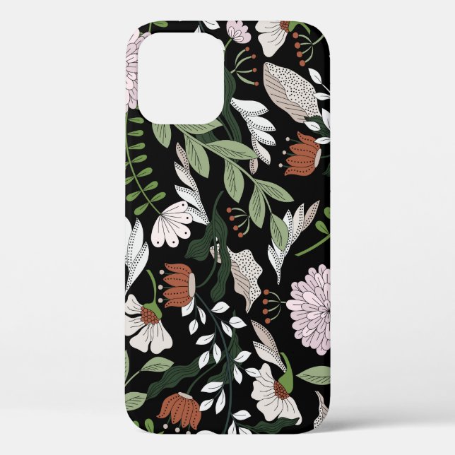 Funda De Case-Mate Para iPhone Pintado de flores antiguas de grabado (Reverso )