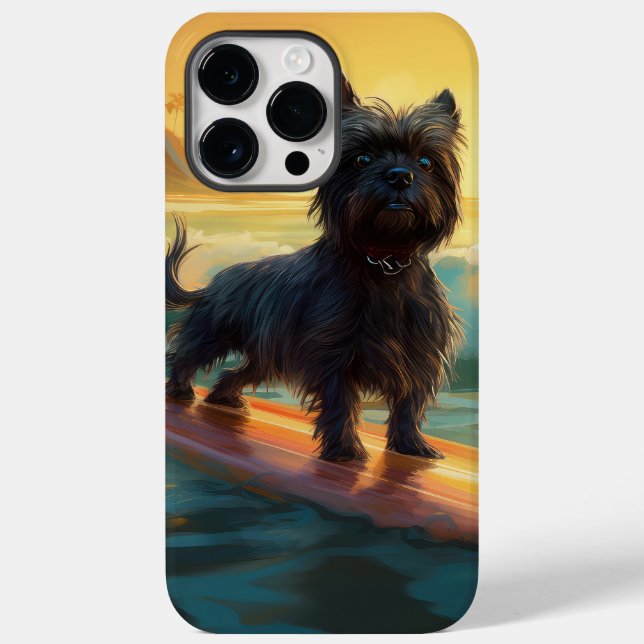 Funda De Case-Mate Para iPhone Pintado de surf Affenpinscher Beach (Reverso )