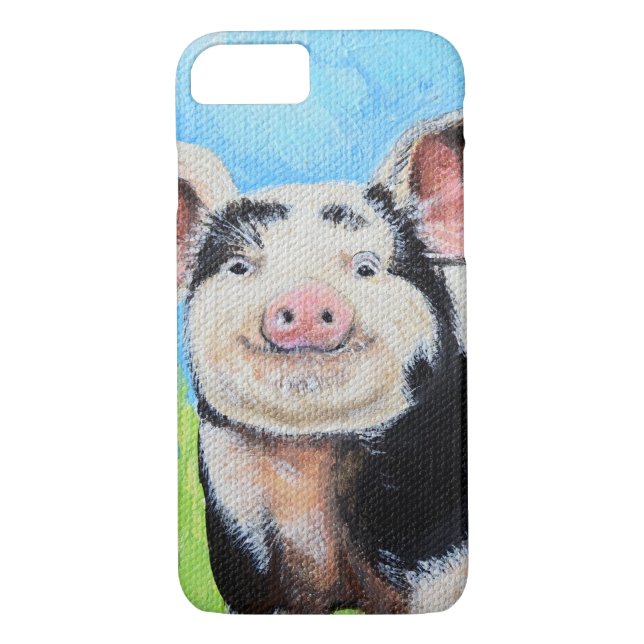 Funda De Case-Mate Para iPhone Pintado feliz de Cerdito (Reverso)