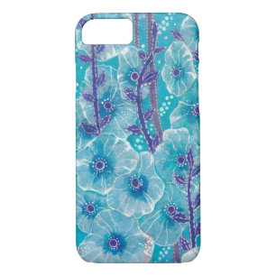 Funda Para iPhone 8/7 Pintado Floral Blue Hollyhock Mallow Malva