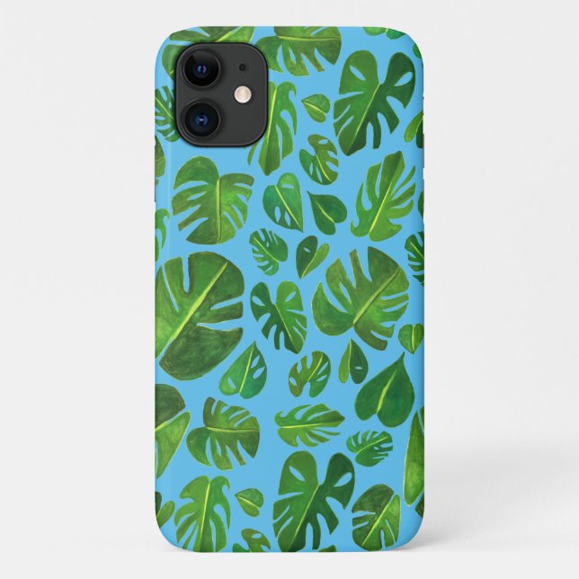 Funda De Case-Mate Para iPhone Pintado tropical de color de agua de monastera ros (Reverso)