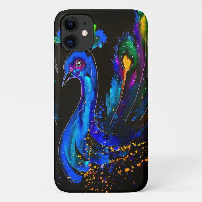 Funda De Case-Mate Para iPhone Pintado Whimsical Peacock (Reverso)