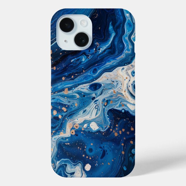 Funda De Case-Mate Para iPhone Pintar azul Resumen Bonito líquido Estético (Reverso )