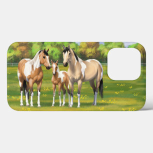 Funda Para iPhone 13 Pro Pintar Caballos De Cuello Rojo Pinto En Pasto De V