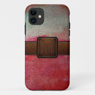 Funda Para iPhone 11 Pintar cuero rojo parece marca marrón