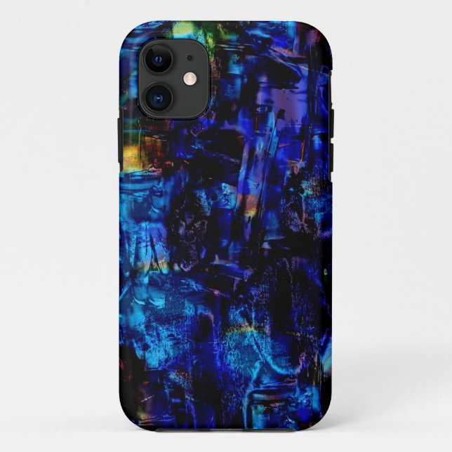 Funda De Case-Mate Para iPhone Pintura abstracta azul 2 (Reverso)
