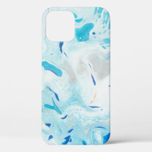 FUNDA PARA iPhone 12 PINTURA ABSTRACTA AZUL Y BLANCA 3