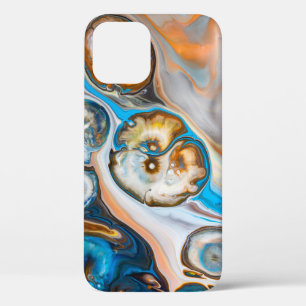 Funda Para iPhone 12 Pintura abstracta azul y blanco