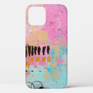 FUNDA PARA iPhone 12 PINTURA ABSTRACTA BLANCA Y ROJA