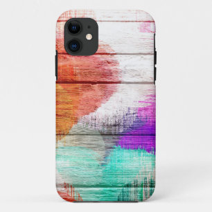 Funda Para iPhone 11 Pintura abstracta de madera de época #3