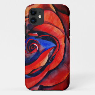Funda Para iPhone 11 Pintura abstracta de rosa rojo macro