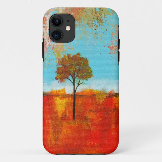 Funda De Case-Mate Para iPhone Pintura abstracta del arte del árbol del paisaje (Reverso)