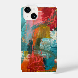 Funda Para iPhone 14 De Case-Mate Pintura abstracta en verde azulado y rojo para iPh