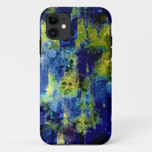 Funda Para iPhone 11 Pintura abstracta floral azul y amarilla