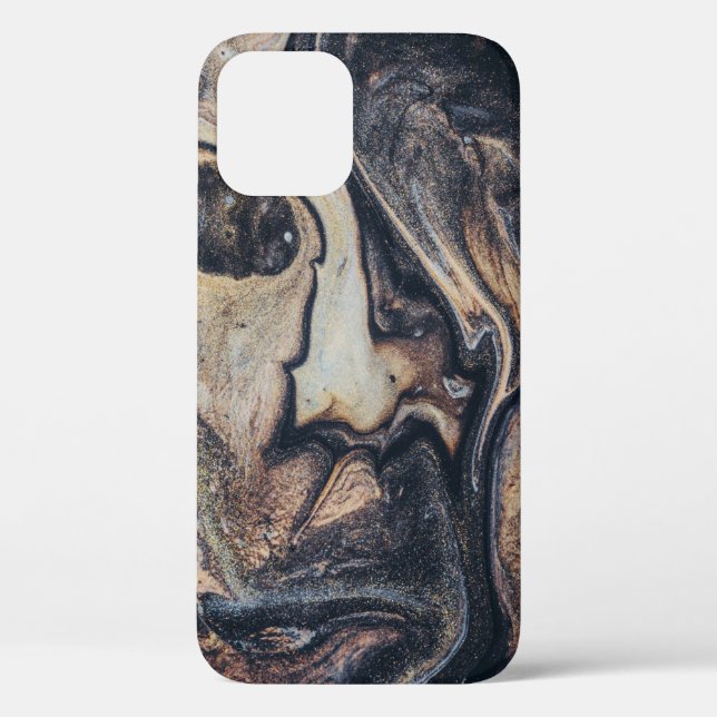 Funda De Case-Mate Para iPhone Pintura abstracta negra, marrón y gris (Reverso )