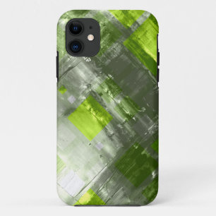 Funda Para iPhone 11 Pintura abstracta Plazas verdes