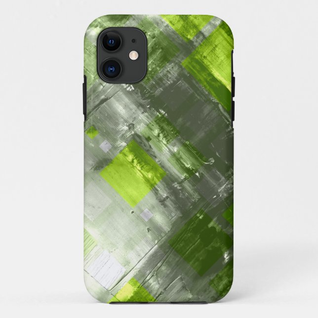 Funda De Case-Mate Para iPhone Pintura abstracta | Plazas verdes (Reverso)