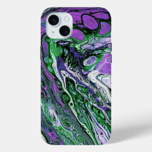 Funda Para iPhone 15 Mini Pintura abstracta púrpura y verde
