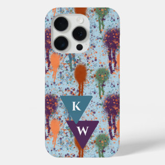 Funda Para iPhone 15 Pro Pintura abstracta Rasgos modernos Monograma