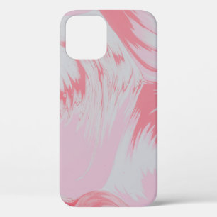 Funda Para iPhone 12 Pintura abstracta rosa y blanca