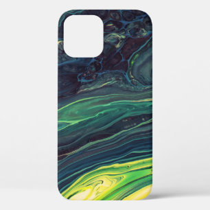 FUNDA PARA iPhone 12 PINTURA ABSTRACTA VERDE Y NEGRA