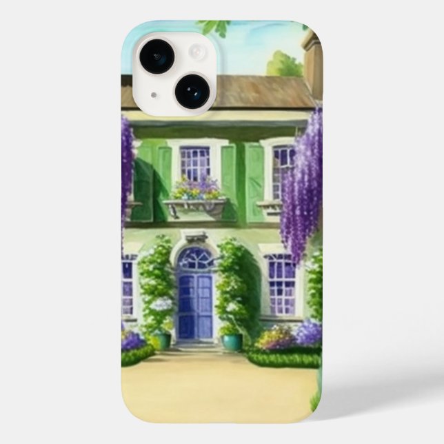 Funda De Case-Mate Para iPhone Pintura acuarela Bridgerton Wisteria Floral (Reverso )