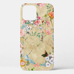 Funda Para iPhone 12 Pintura acuarela de hojas y flores, sin costura 