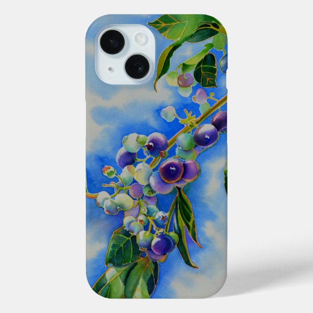Funda De Case-Mate Para iPhone Pintura al acuarela de arándano (Reverso )
