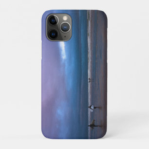 Funda Para iPhone 11 Pro Pintura al óleo de paisaje marino con cielo púrpur