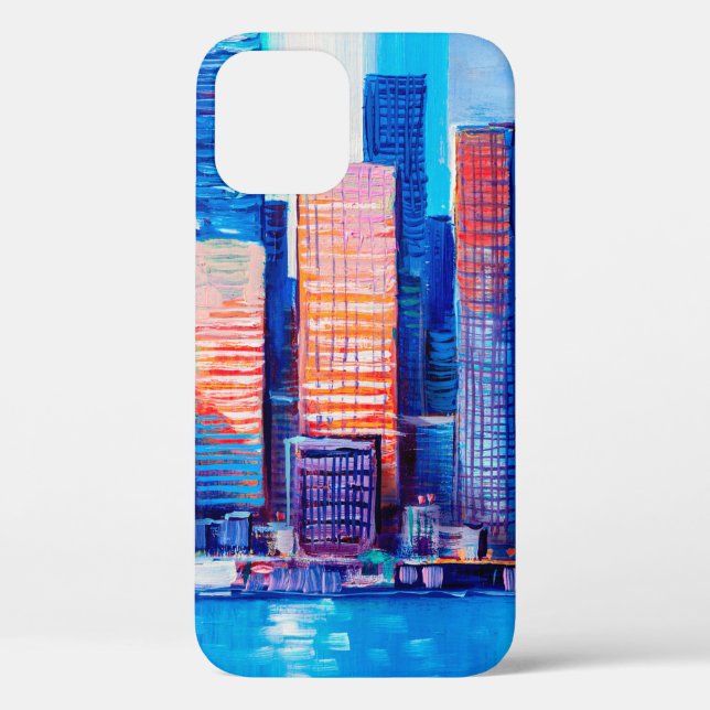 Funda De Case-Mate Para iPhone Pintura artística de rascacielos. Estilo abstracto (Reverso )