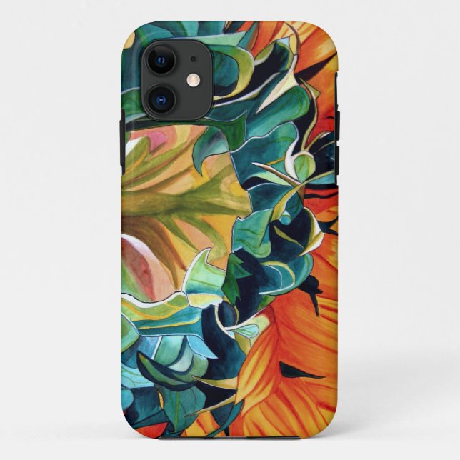 Funda De Case-Mate Para iPhone Pintura artística original acuarela del girasol am (Reverso)