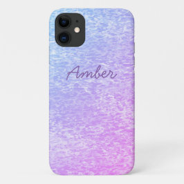 Funda Para iPhone 11 Pintura Azul Rosa Patrón Texturizado Personalizado