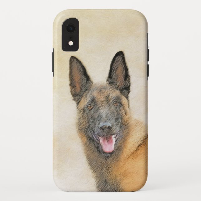 Funda De Case-Mate Para iPhone Pintura belga malinois - Arte de perro original (Reverso)
