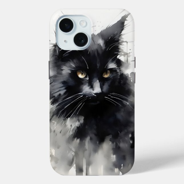 Funda De Case-Mate Para iPhone Pintura con tinta de gato negro (Reverso )