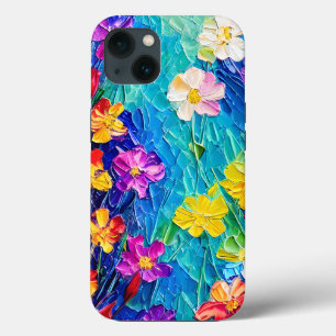 Funda Para iPhone 13 Pintura de aceite abstracto colorida de las flores