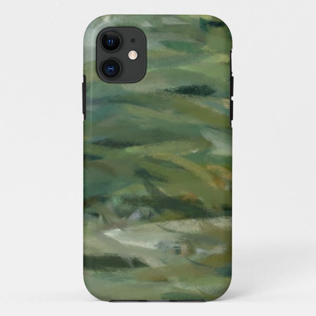 Funda De Case-Mate Para iPhone Pintura de arte abstracto verde (Reverso)