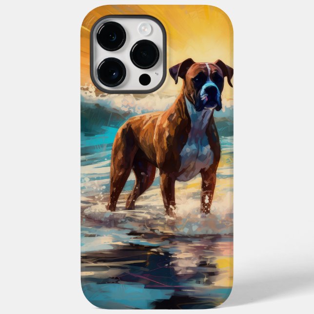 Funda De Case-Mate Para iPhone Pintura de Boxer Beach Surfing (Reverso )