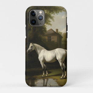 Funda Para iPhone 11 Pro Pintura de caballo blanco ecuestre vintage
