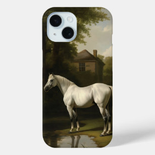 Funda Para iPhone 15 Pintura de caballo blanco ecuestre vintage
