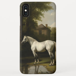 Funda Para iPhone XS Max Pintura de caballo blanco ecuestre vintage