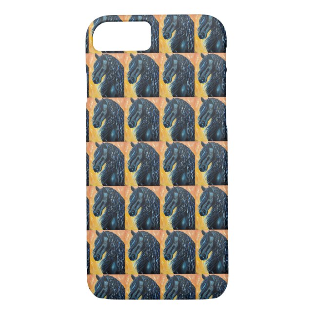 Funda De Case-Mate Para iPhone Pintura de caballo negro (Reverso)
