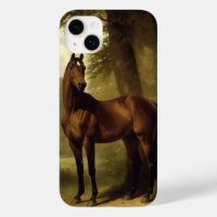 Pintura de caballos de caza marrón ecuestre vintag