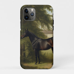 Funda Para iPhone 11 Pro Pintura de caballos de caza negra ecuestre vintage