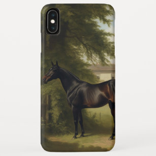 Funda Para iPhone XS Max Pintura de caballos de caza negra ecuestre vintage