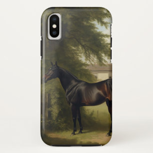 Funda Para iPhone XS Pintura de caballos de caza negra ecuestre vintage