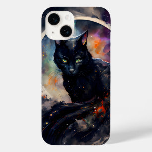 Funda Para iPhone 14 De Case-Mate Pintura de color de agua de gato negro eclipse de