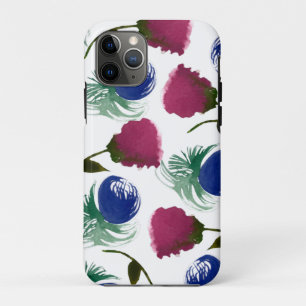 Funda Para iPhone 11 Pro Pintura de color de agua floral azul borgoña