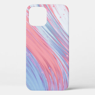 FUNDA PARA iPhone 12 PINTURA DE COLOR ROSA Y BLANCO ABSTRACTO
